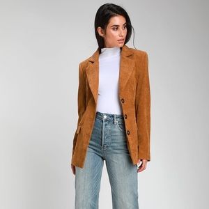 NWOT Lulu’s Bauman Camel Corduroy Belted Blazer